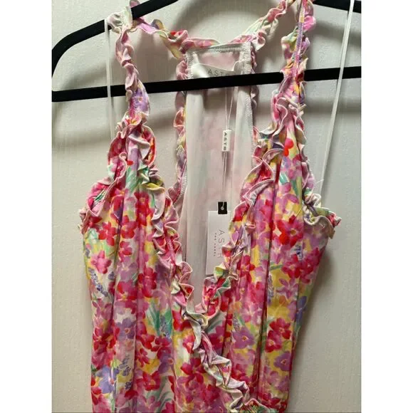 ASTR the label Dione Floral V Neck Wrap Dress Brunch Vacations size S NWT - Picture 5 of 7
